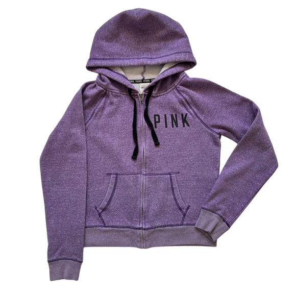 PINK Victoria's Secret Tops - Pink Victoria Secret Full Zip Hoodie Purple Soft Jacket Y2K Lounge Campus M